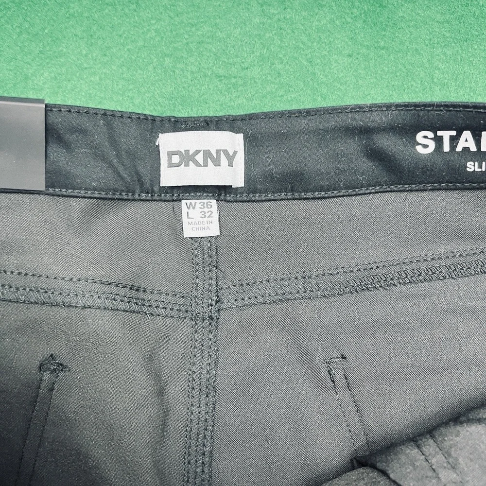 DKNY Ultimate Stretch Slim Fit Pants Stanton Mens Size 36 X 32 Black